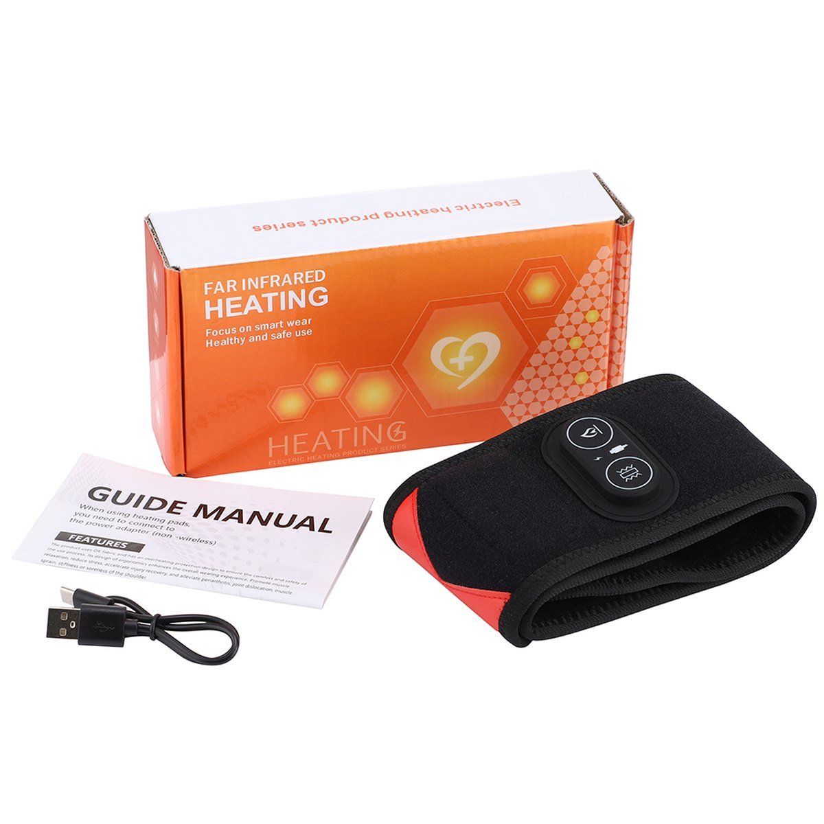 The wrap, USB charging cable and user manual from the box